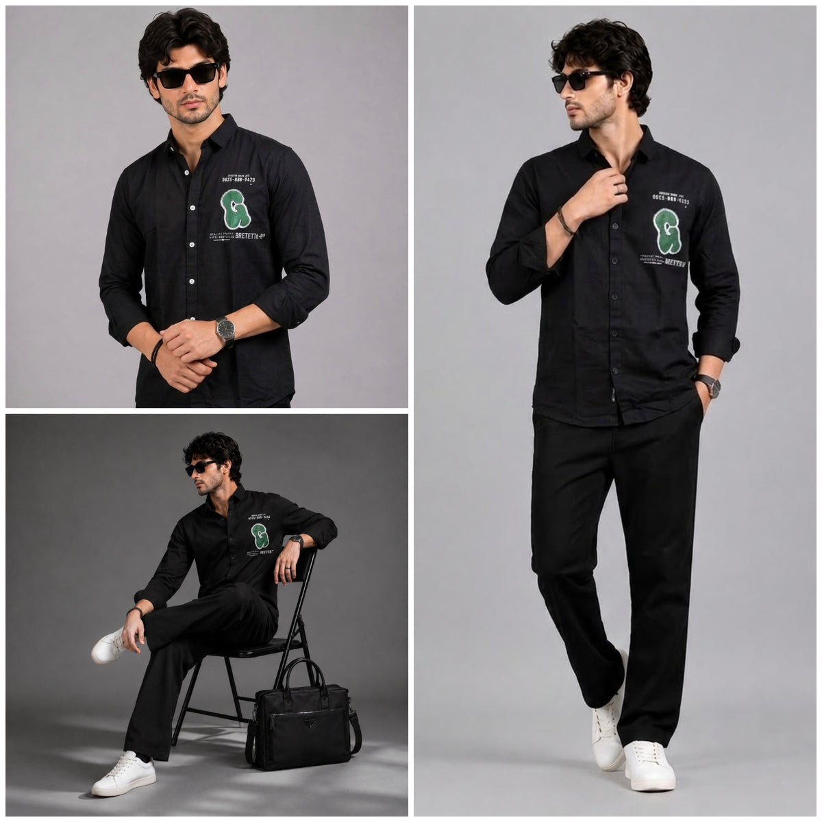 Imported Korean black shirt with patch