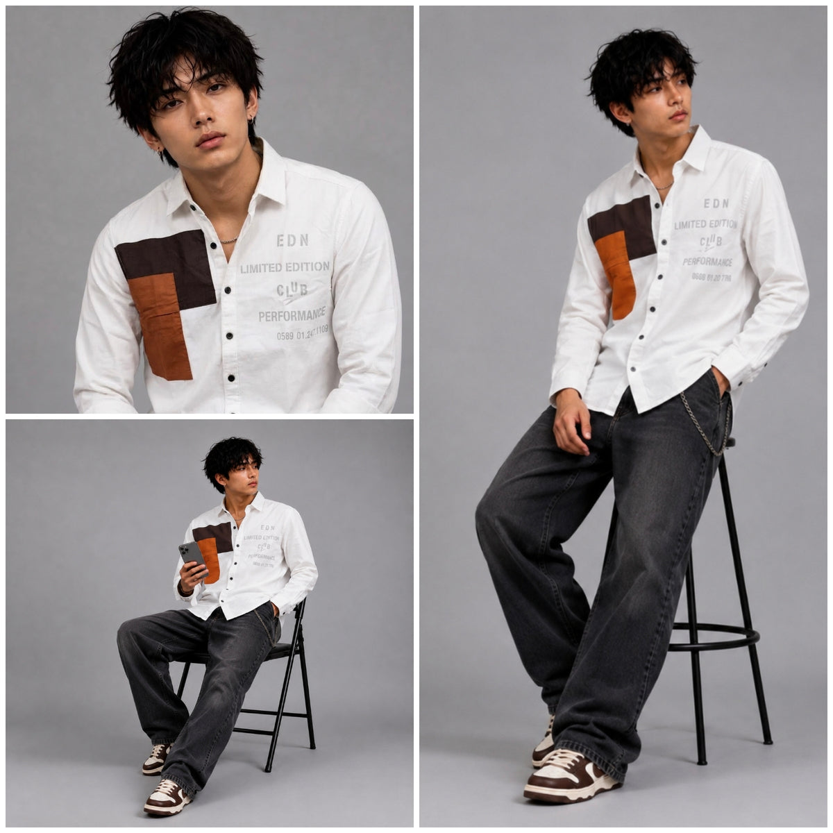 Oxford patch white shirt