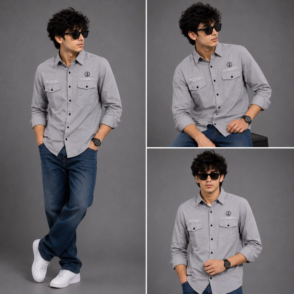 Double pocket grey shirt