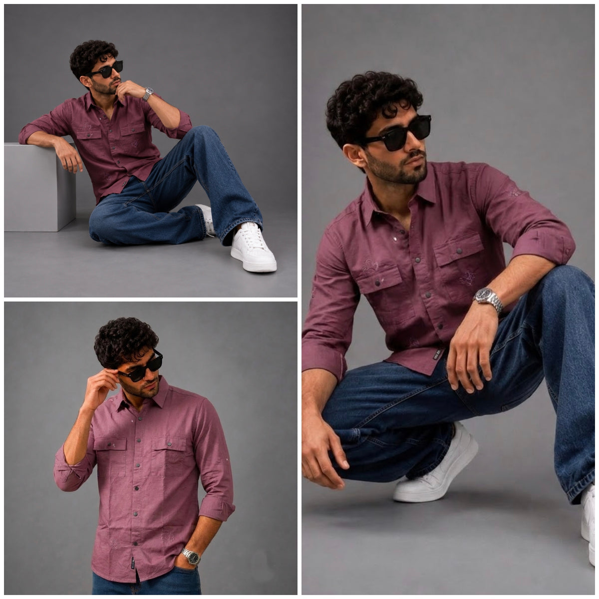 Double pocket purple shirt