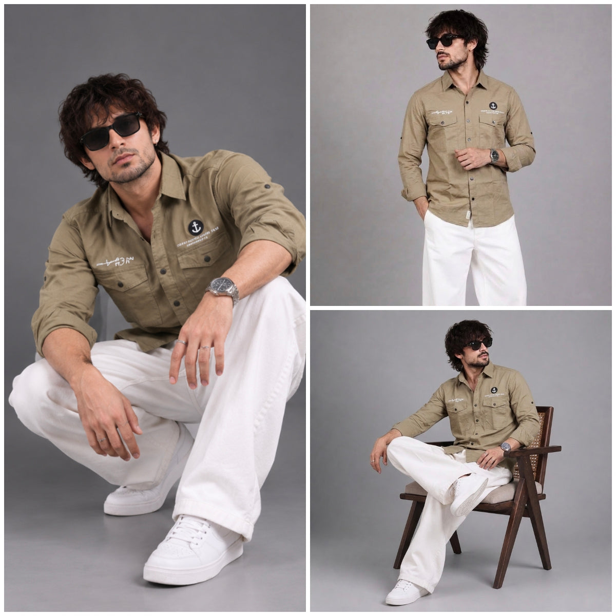 Double pocket camel shirt