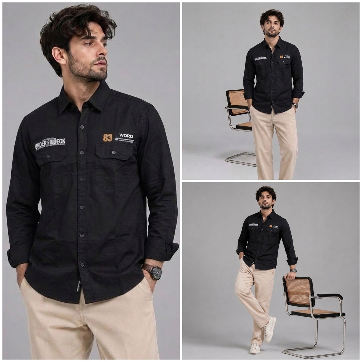 Double pocket black shirt
