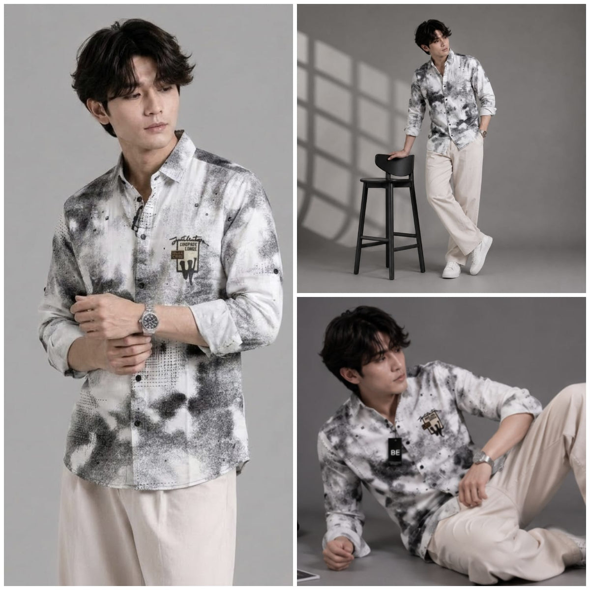 Diamond print cotton shirt