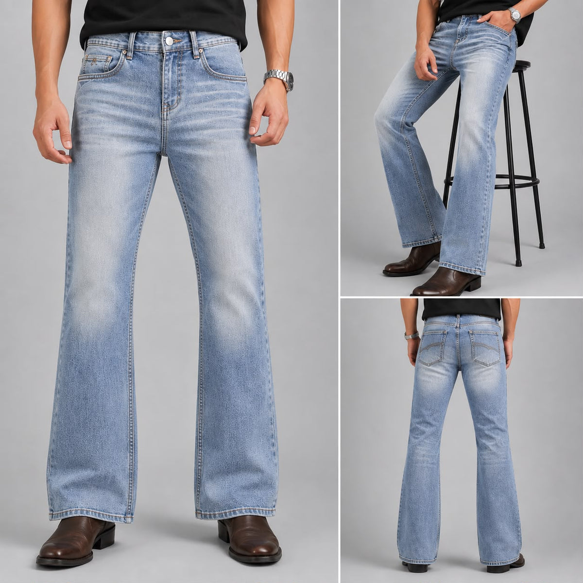 Ice Blue washed bootcut jeans