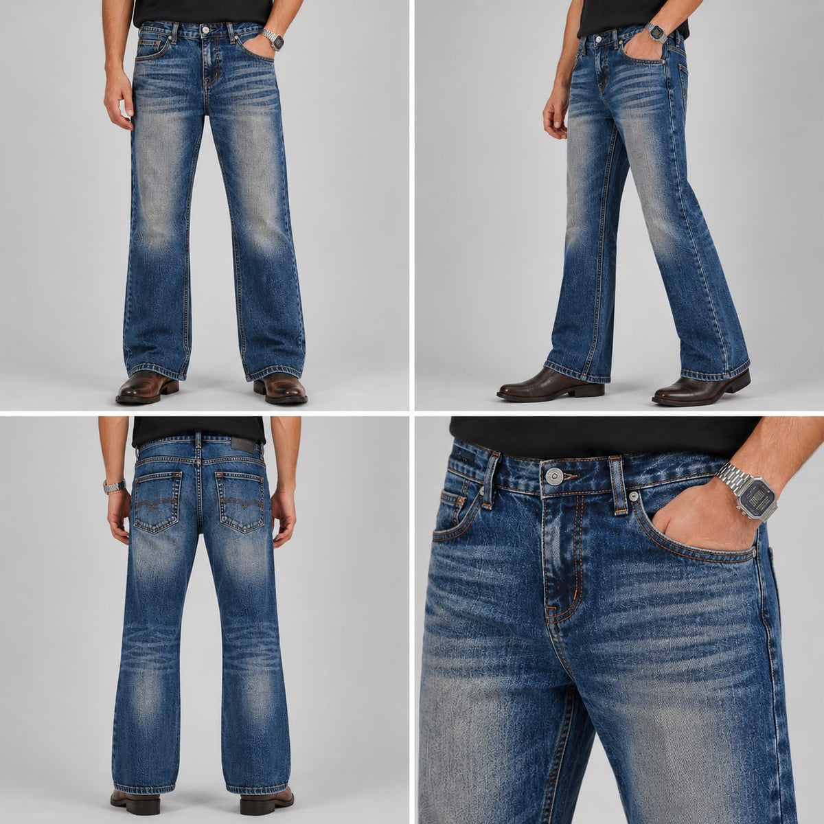 Blue washed bootcut jeans