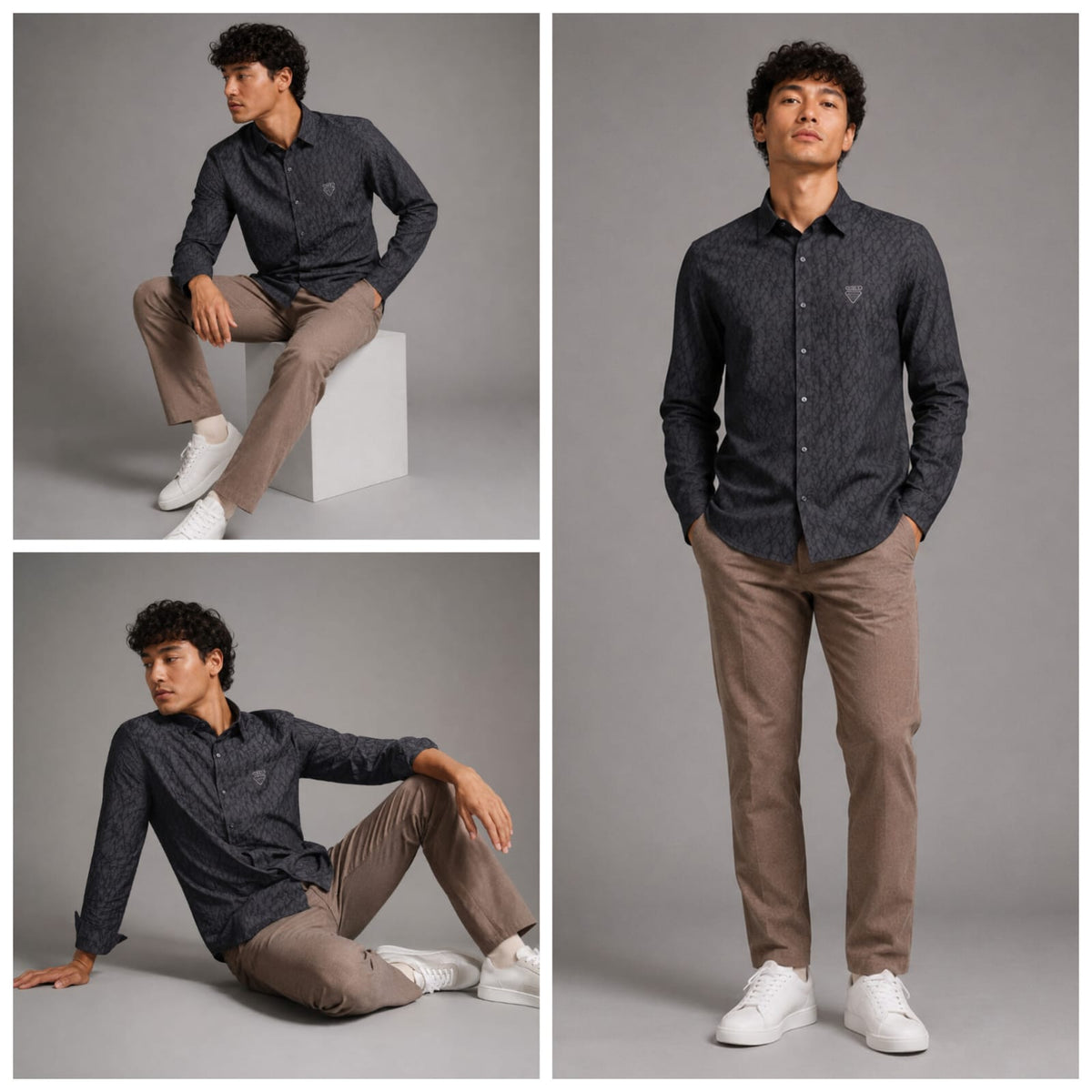 Textured carbon black shirt