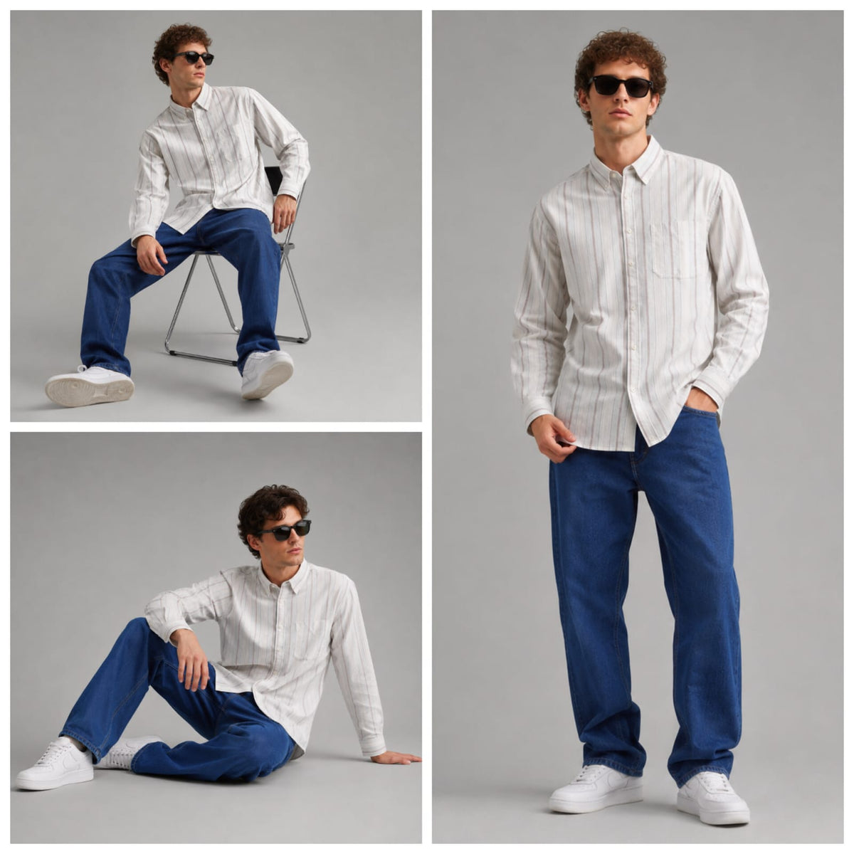 Cotton Stag white stripes
