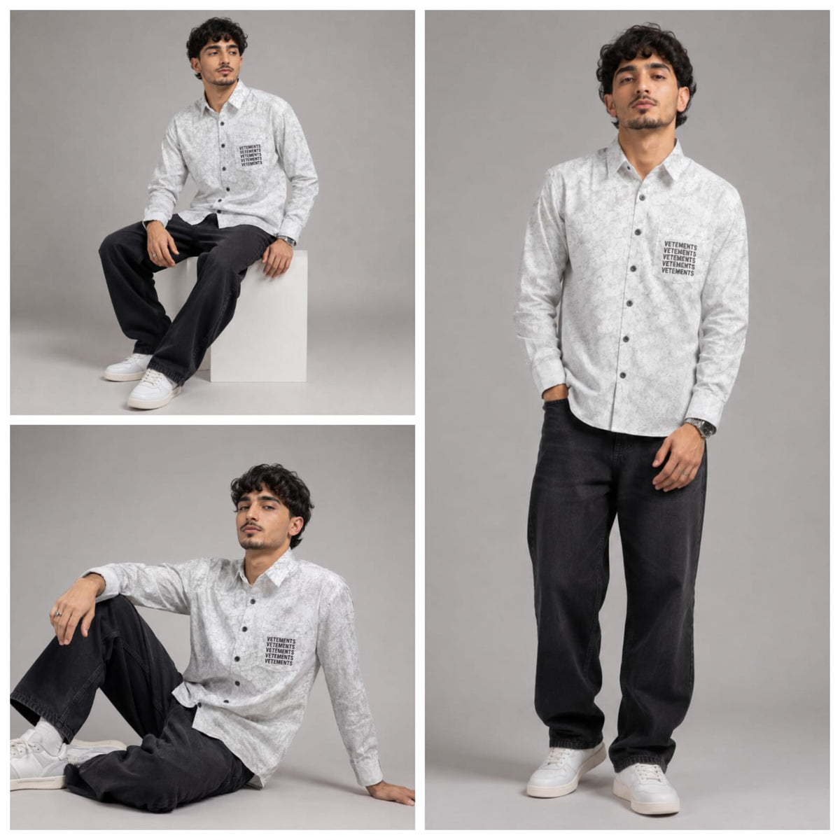 Acid wash white shirt