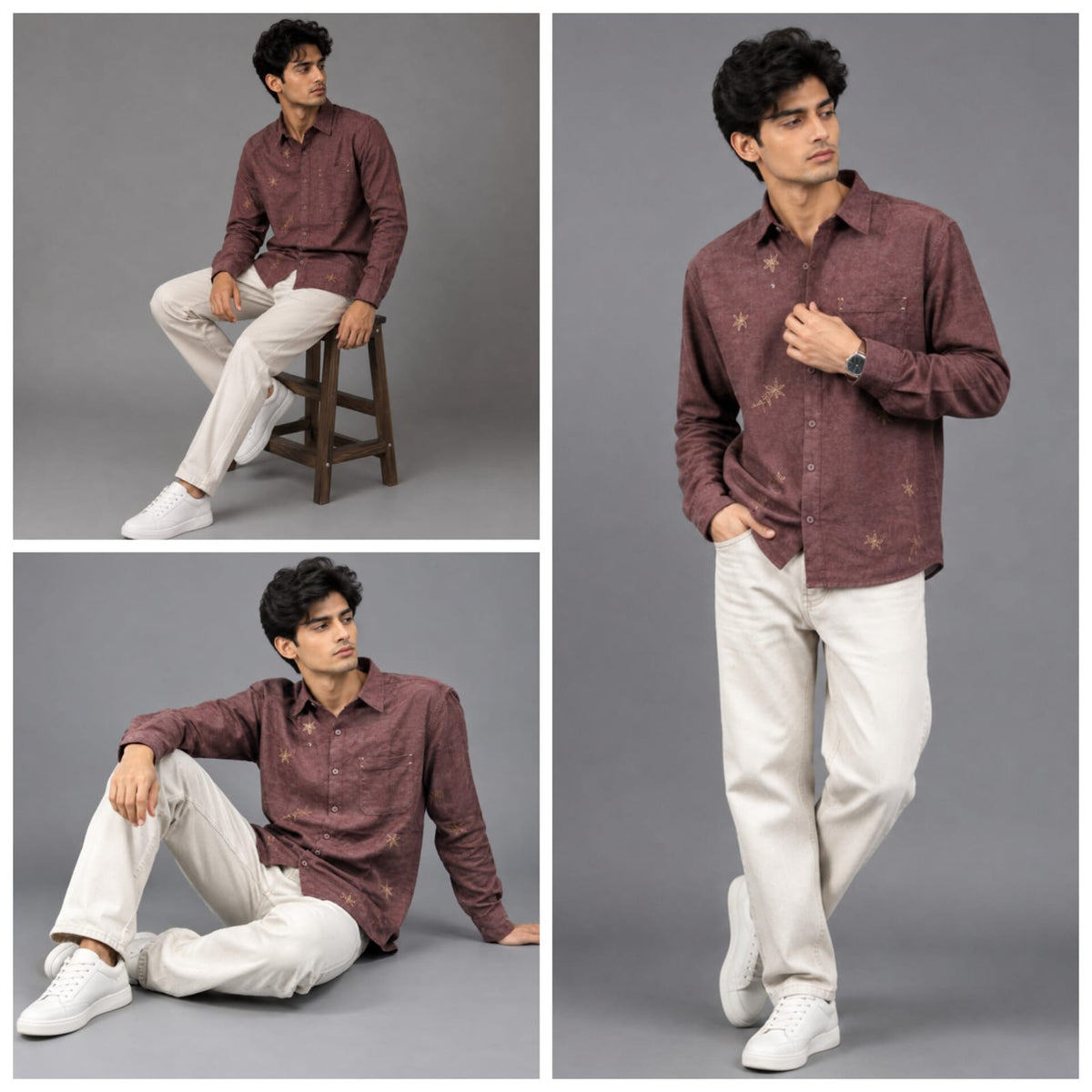 Linen blend printed shirt