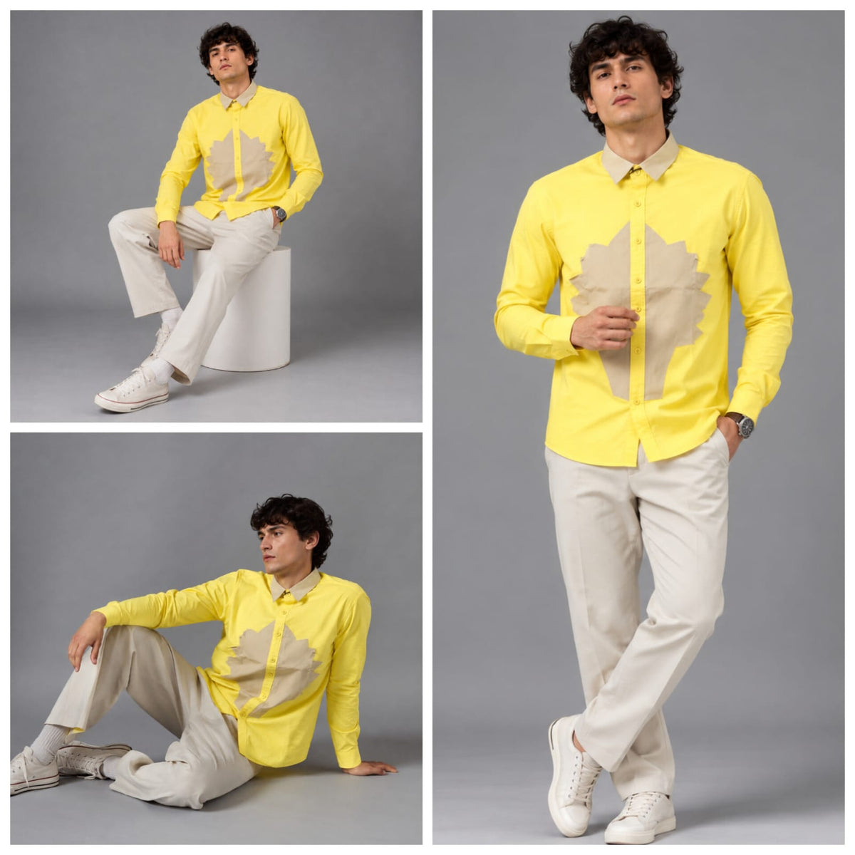 Contrast lemon designer shirt