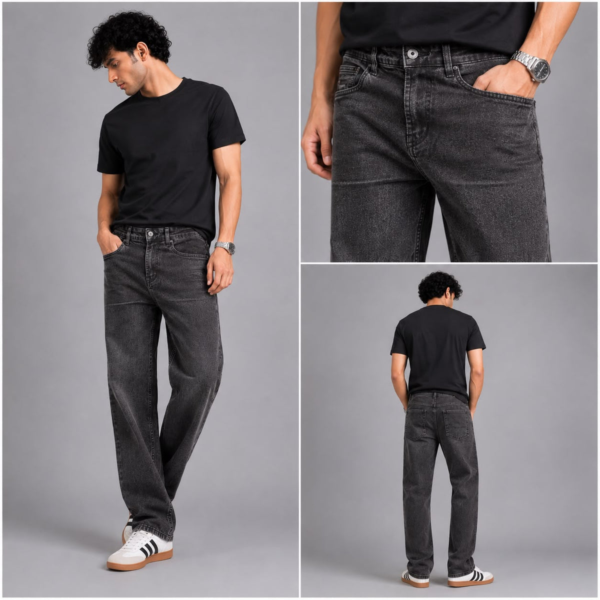 Charcoal black straight fit jeans