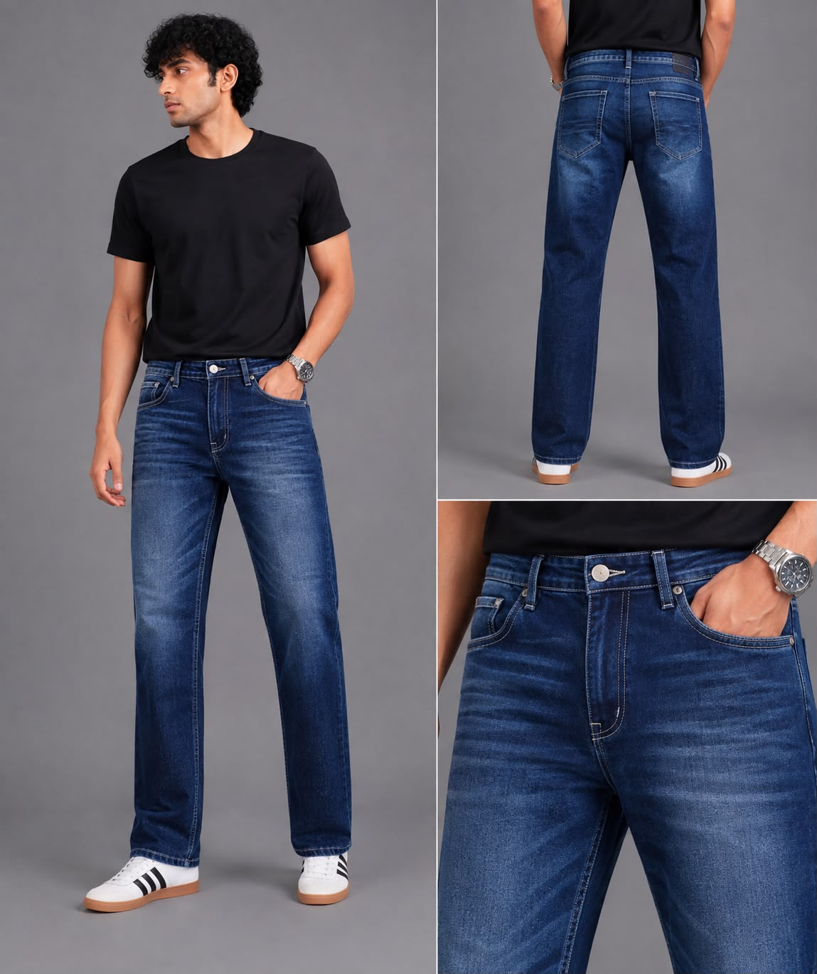 blue colour washed jeans