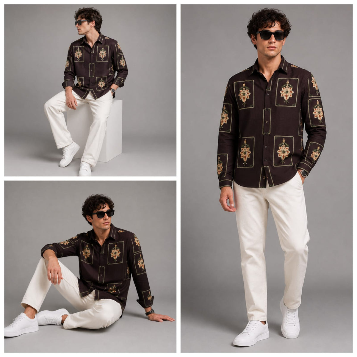 Coffee brown flocking shirt
