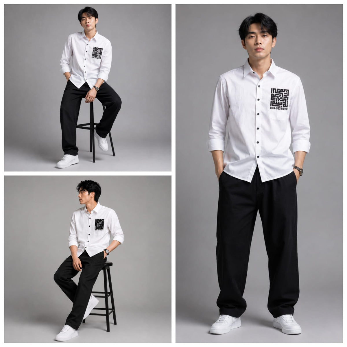 Clean white patch shirt