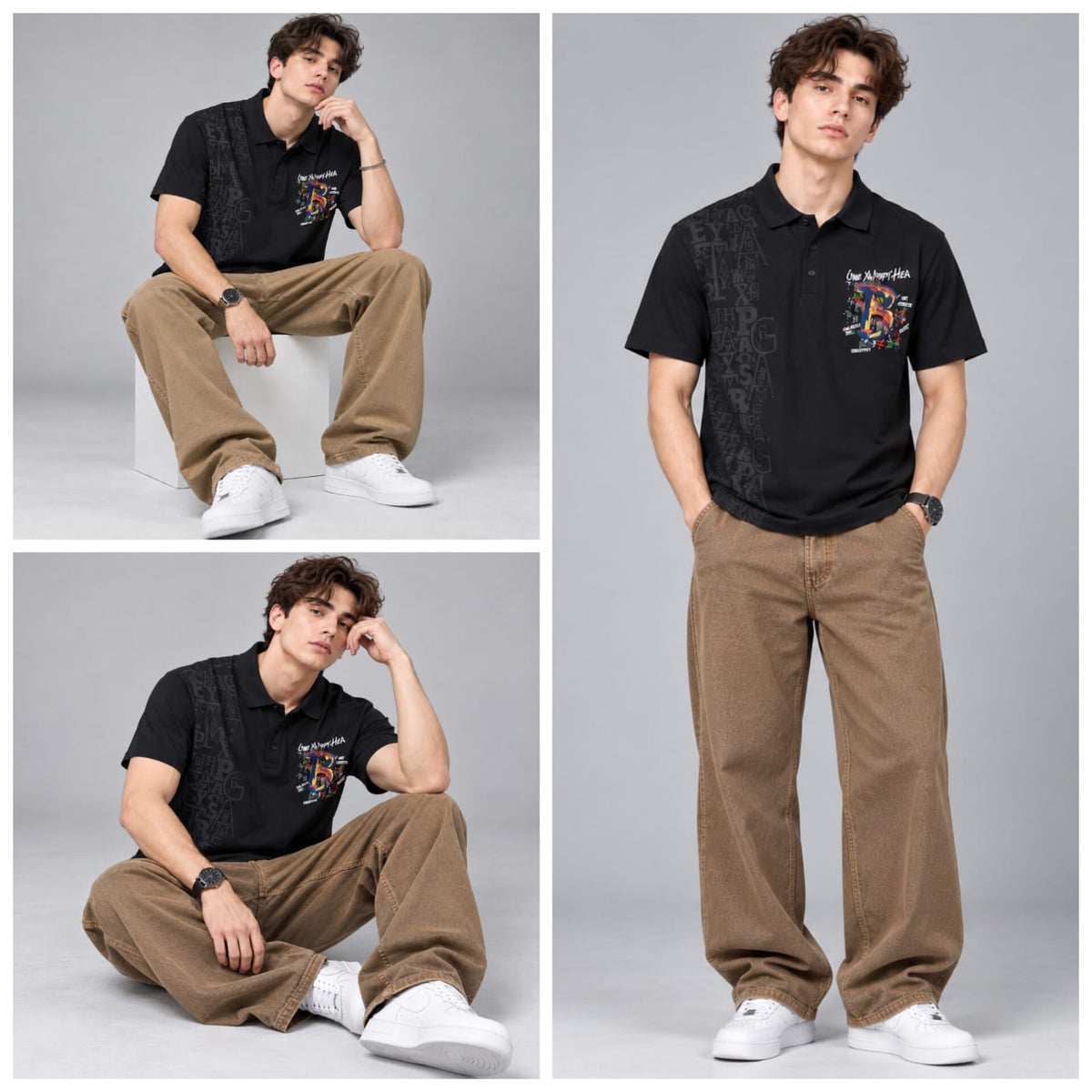 Black designer polo