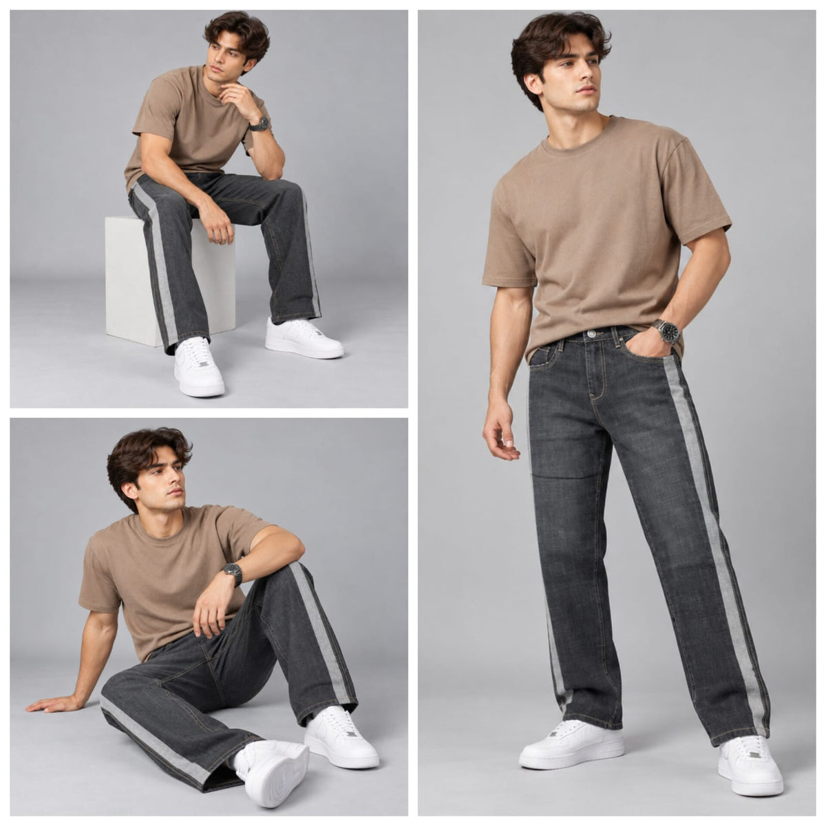 Black Washed stripes denim