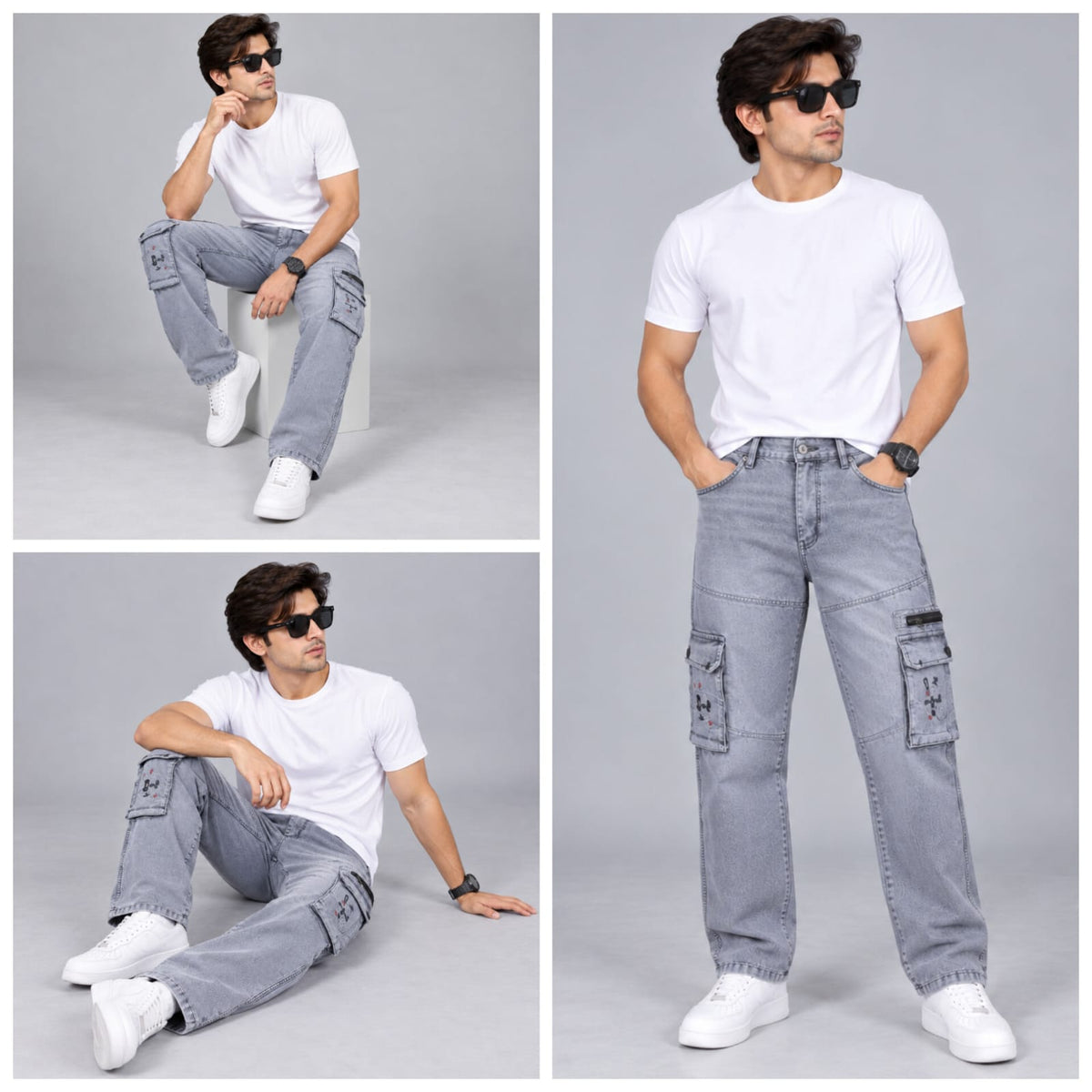 Ash grey Cargo denim
