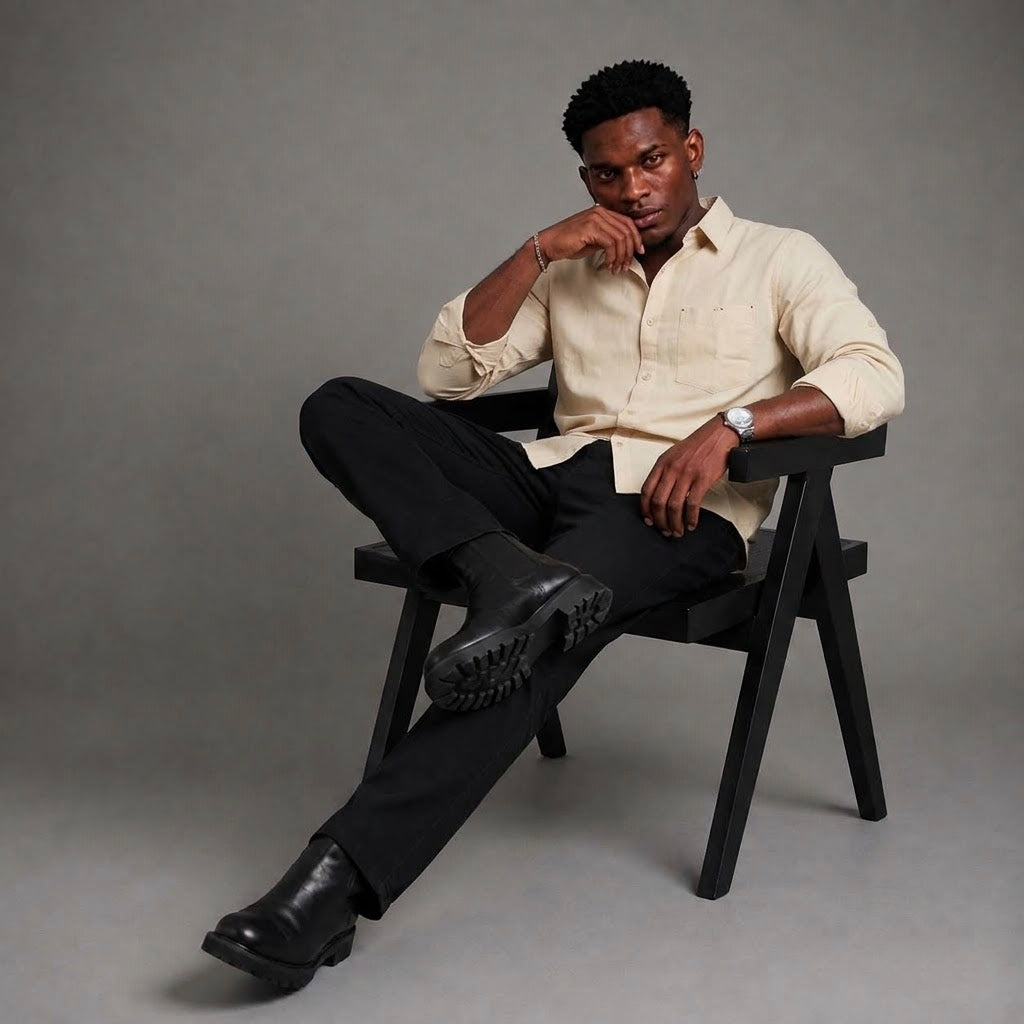 Linen blend regular fit shirt