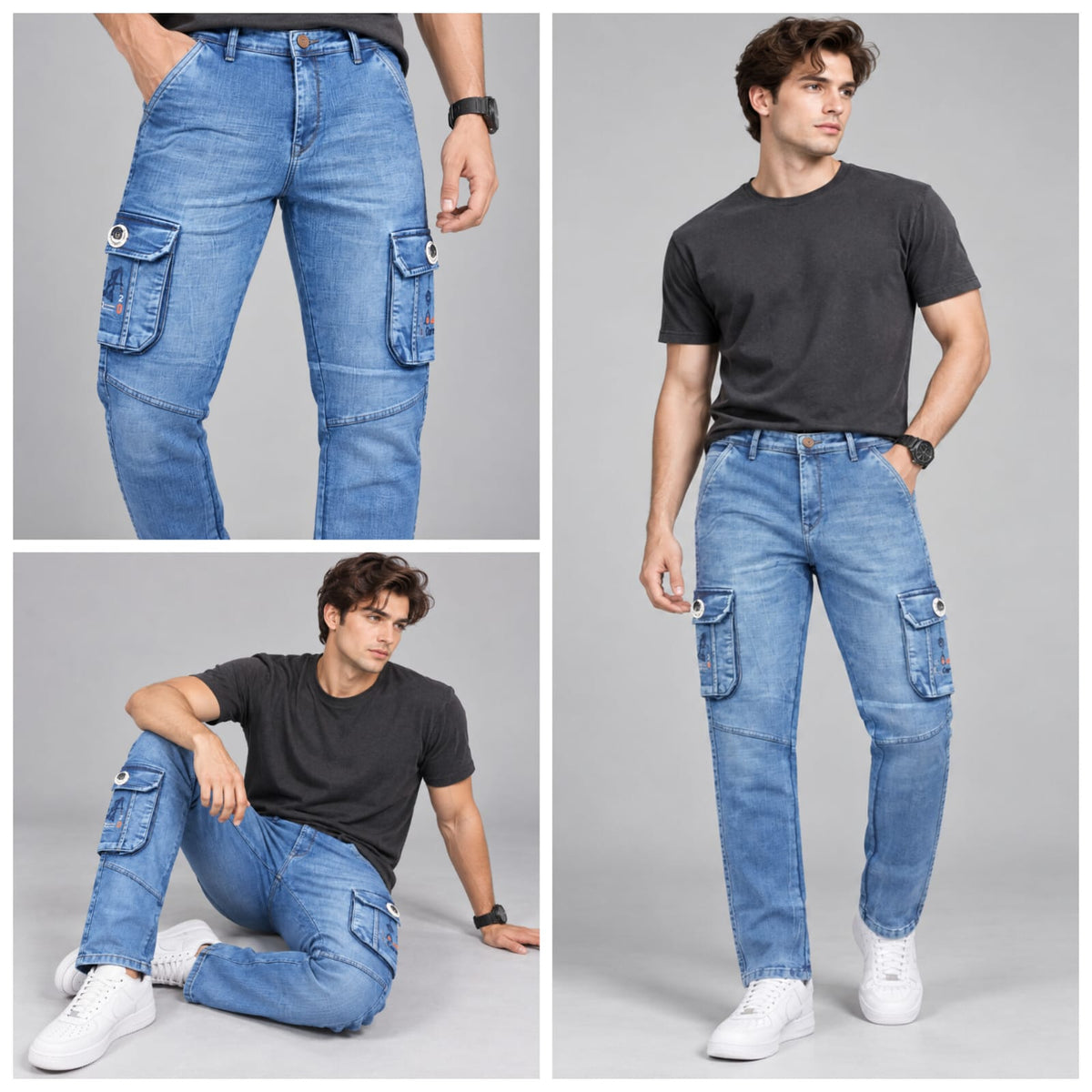 Denim Cargo Jeans - BE18 men's jeans