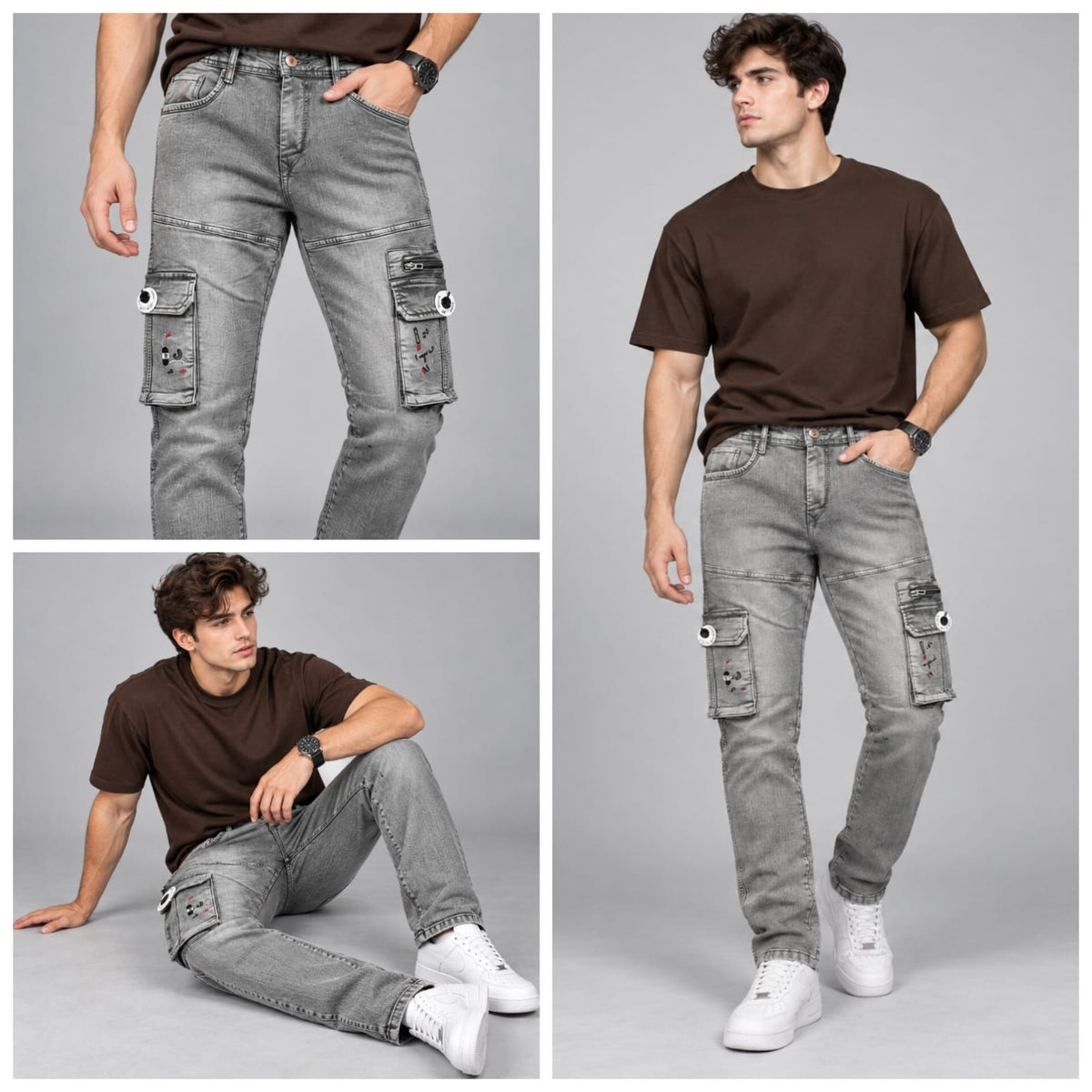 Denim Cargo Jeans - BE18 men's jeans