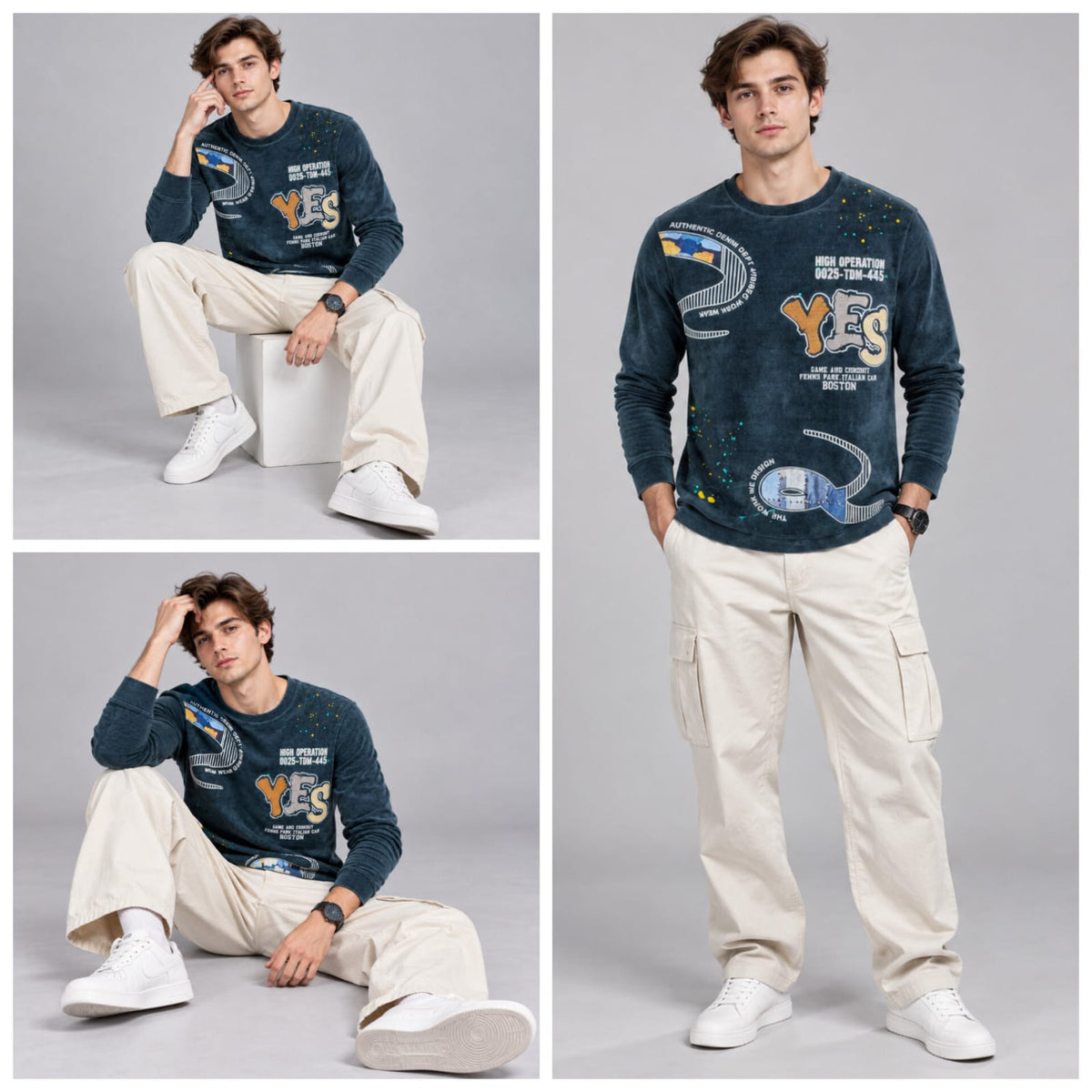 Corduroy Crafted Full Sleeve T-Shirt - BE18 men's t-shirt