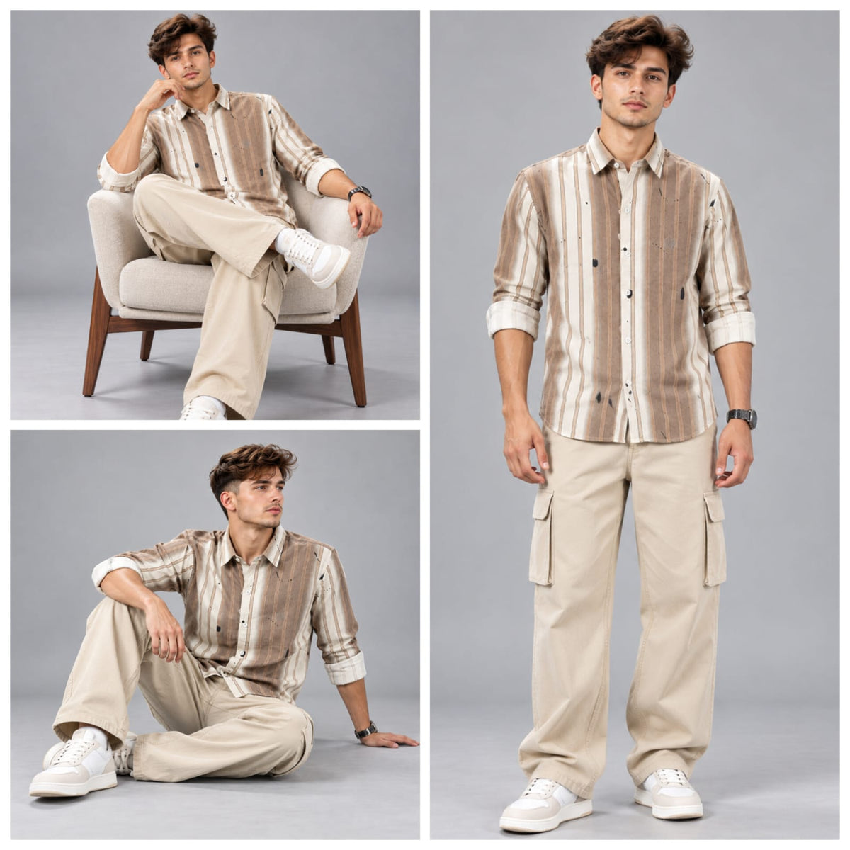 Digital print stripes shirt