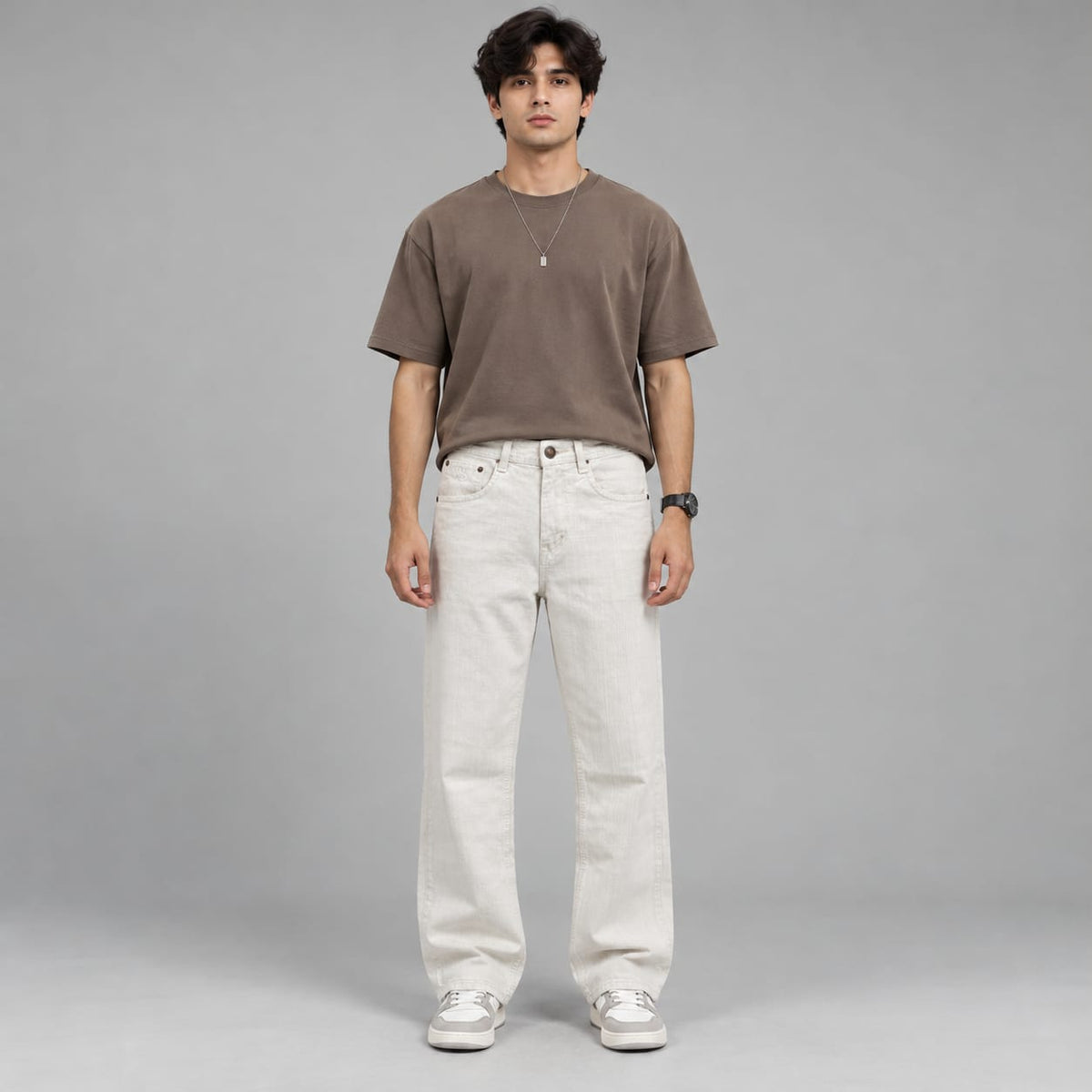 Wide leg pure white jeans