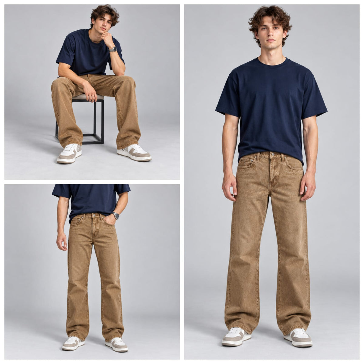 Wide leg brown jeans