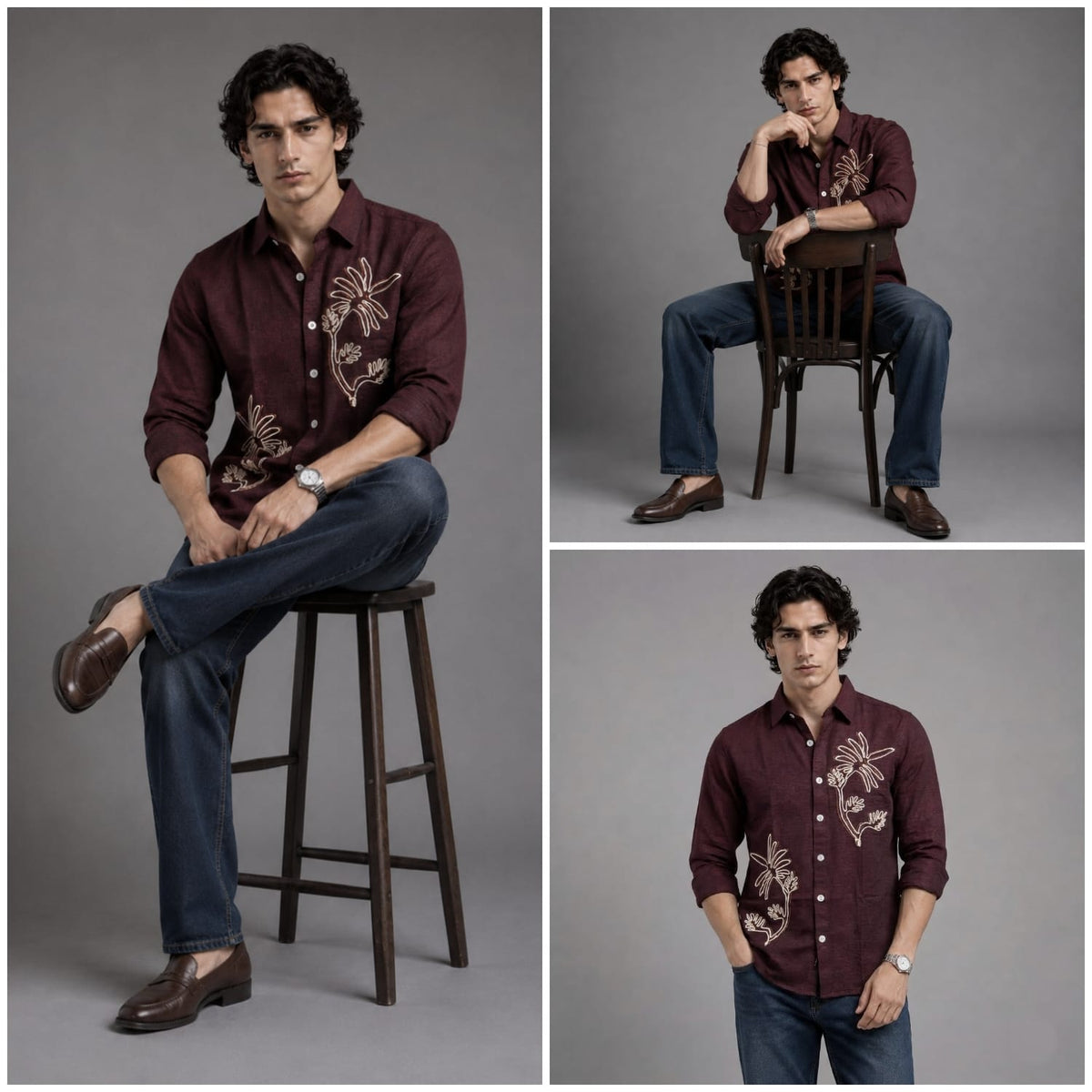 Embroidery black shirt