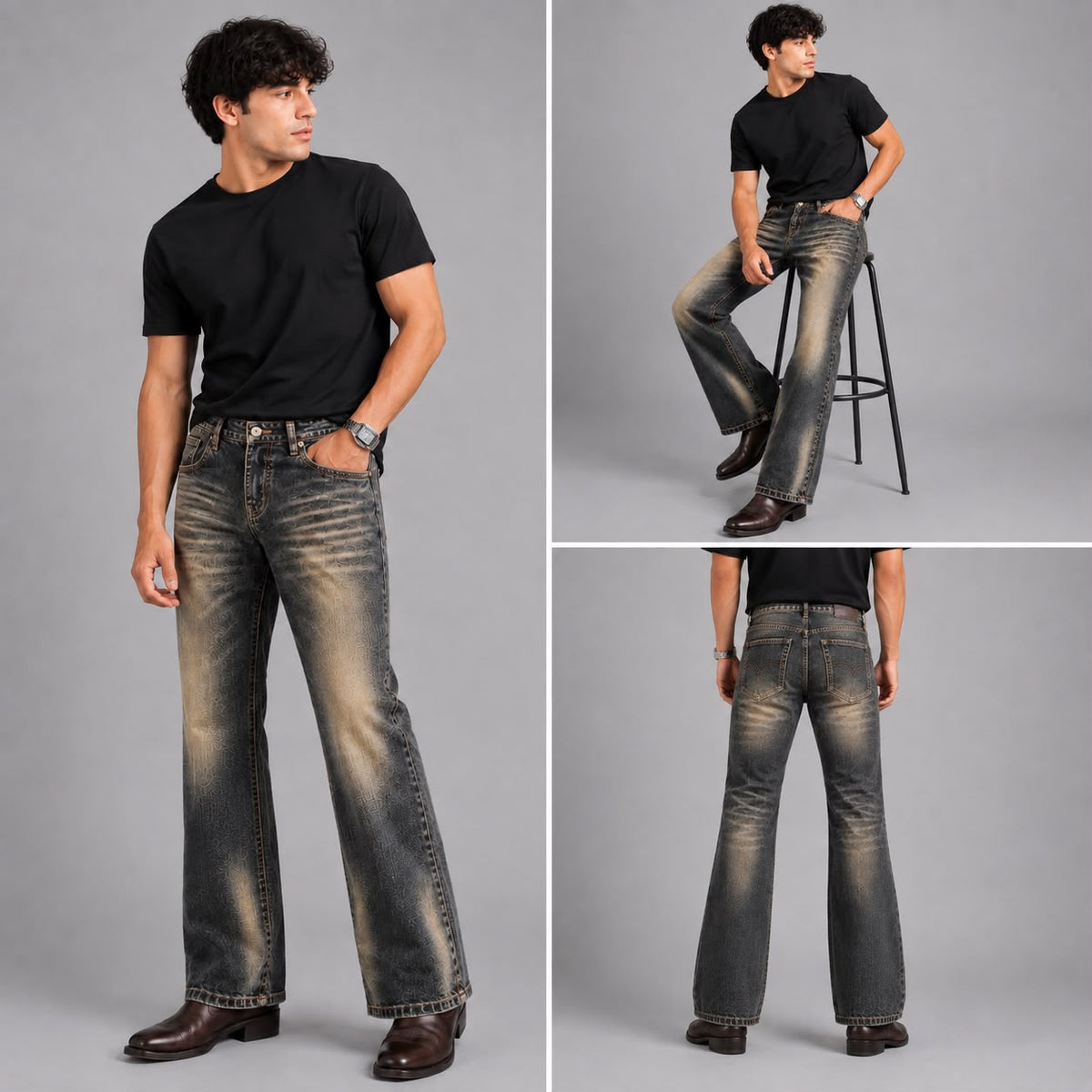 Ice Blue washed bootcut jeans
