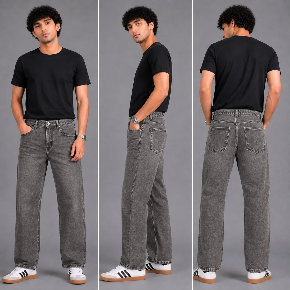Washed loose fit jeans