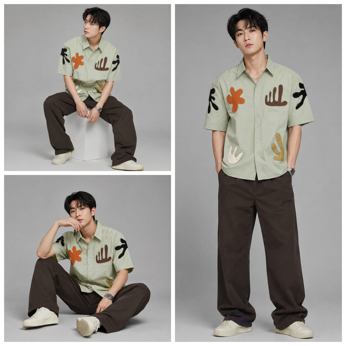 Boxy fit designer beige shirt