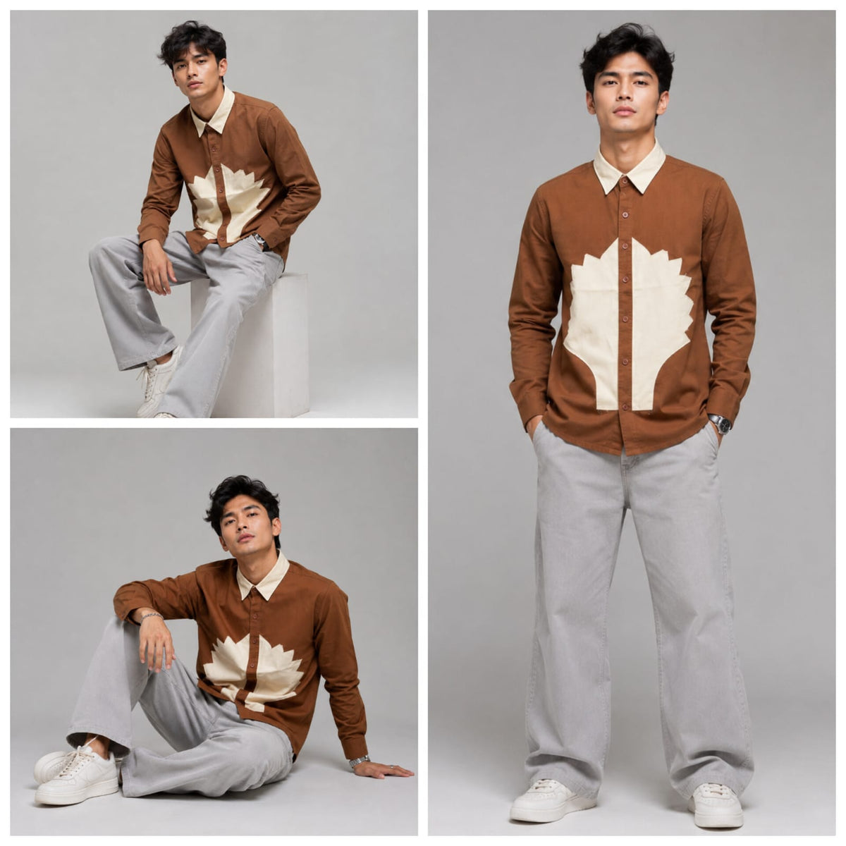 Korean fit patch shirt