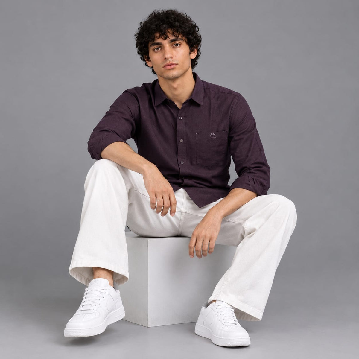 Linen blend regular fit shirt