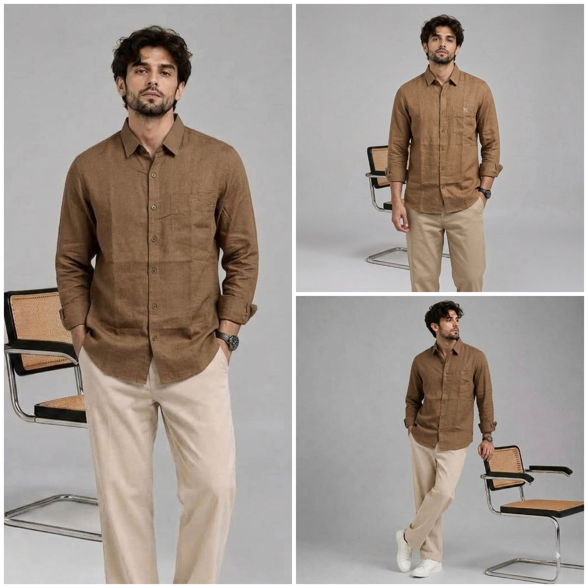 Linen blend regular fit shirt