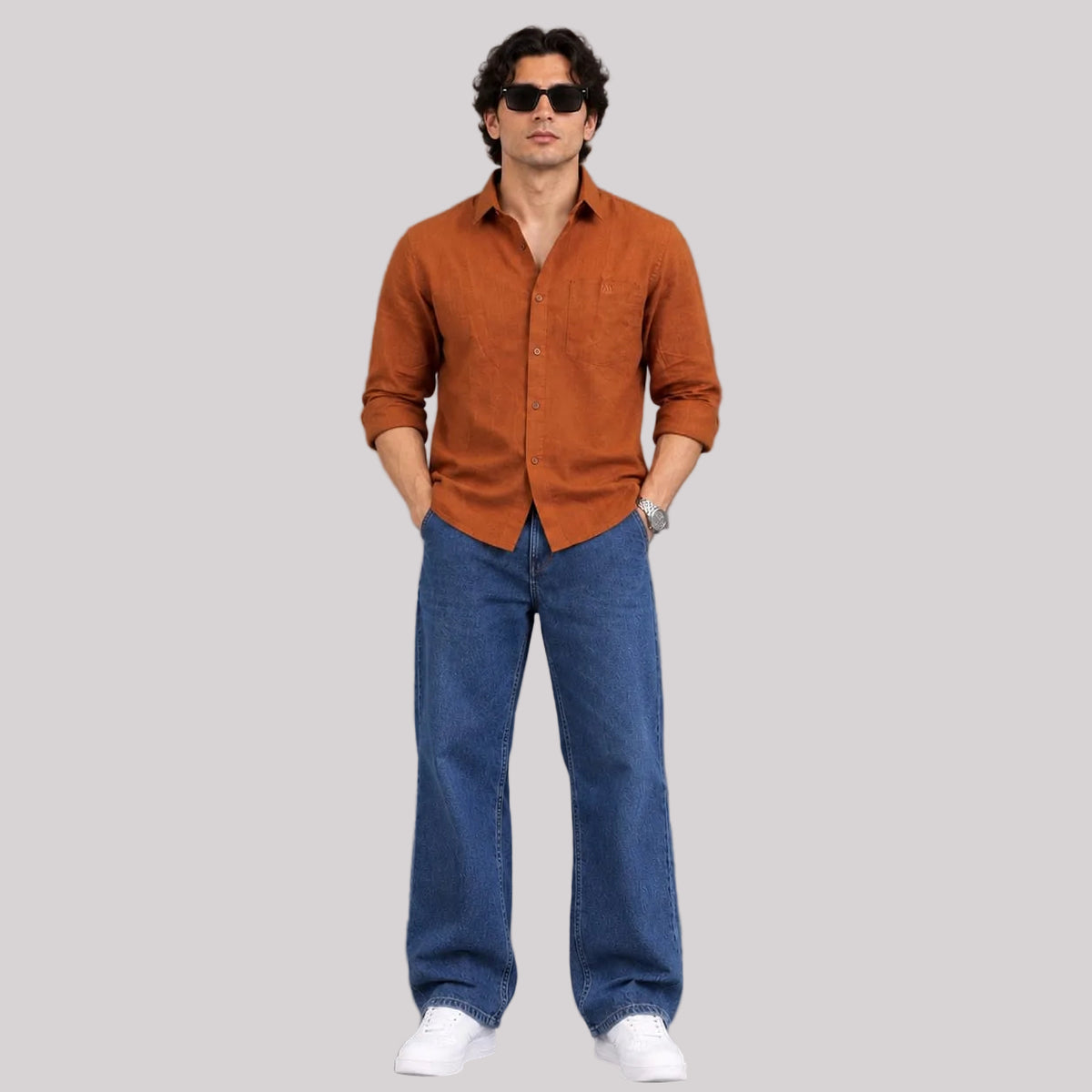 Linen blend regular fit shirt