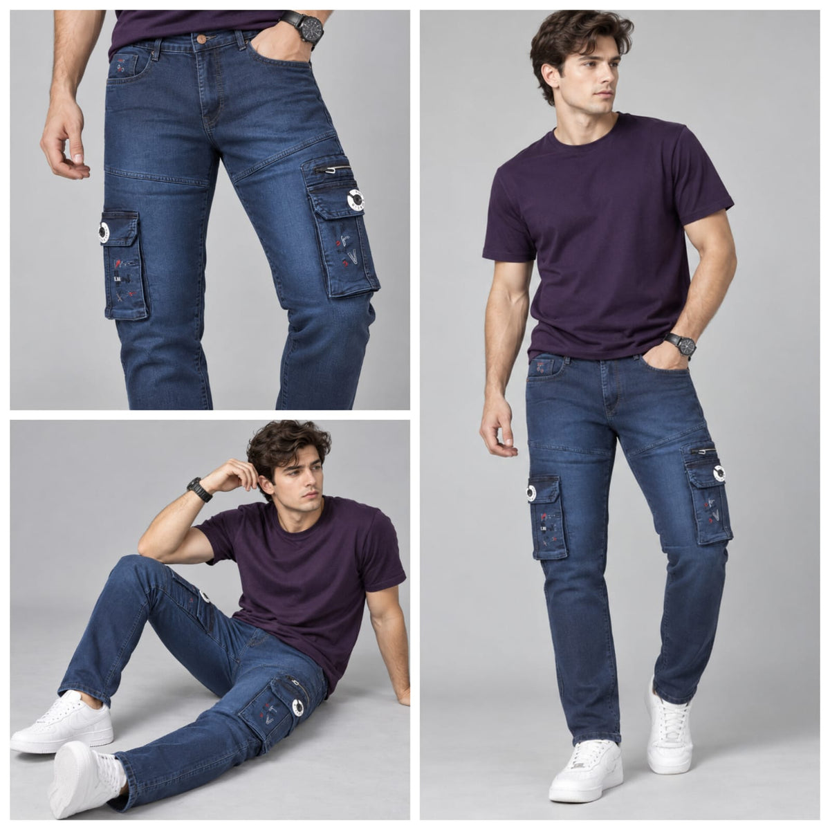 Denim Cargo Jeans - BE18 men's jeans
