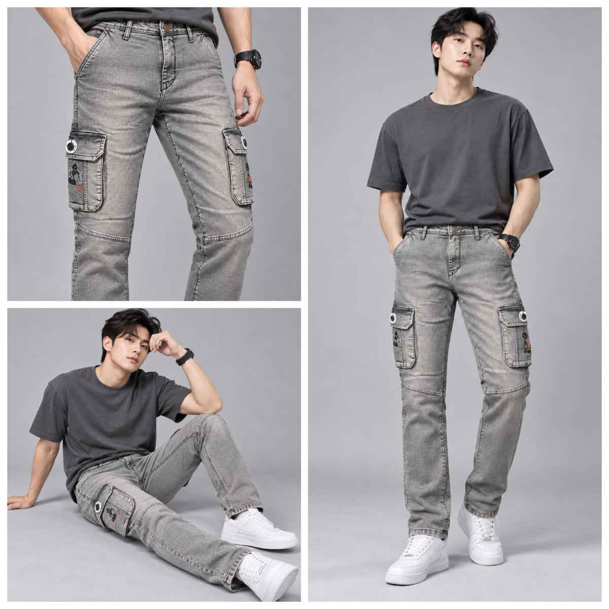 Denim cargo jeans