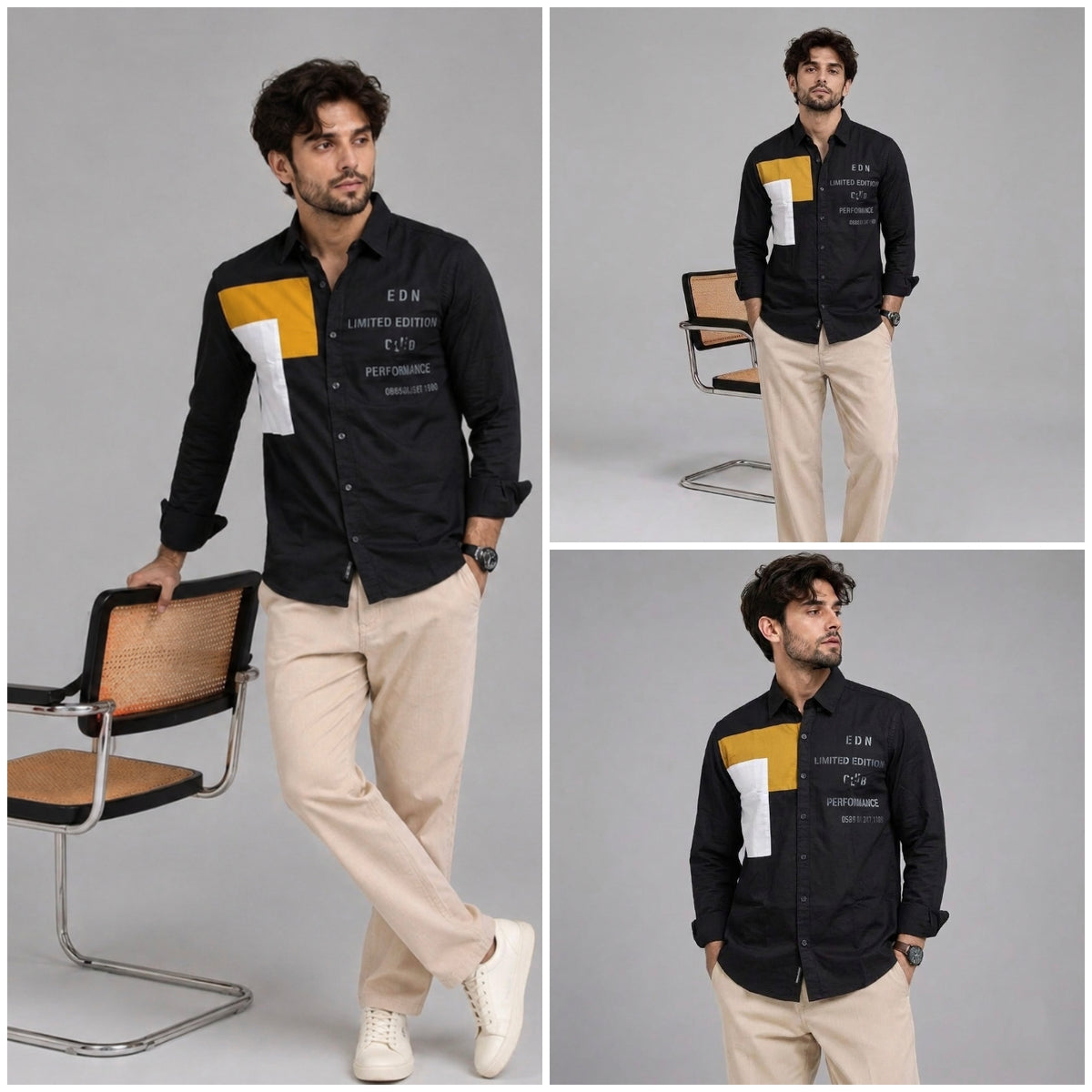 Oxford patch black shirt