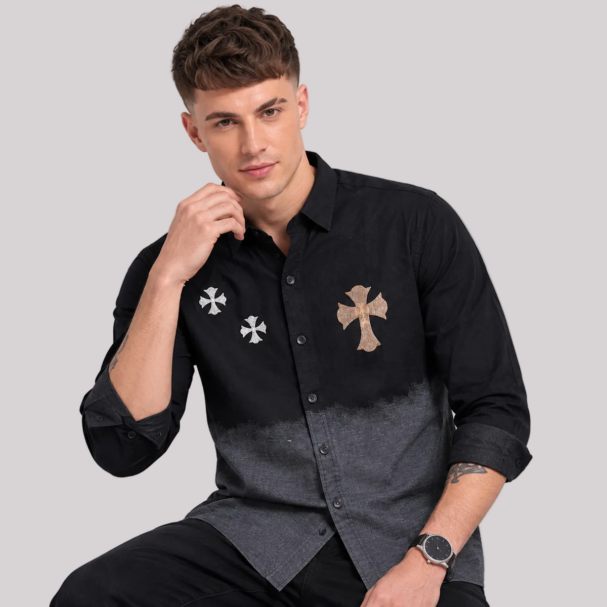 Designer patch shirt multi colour