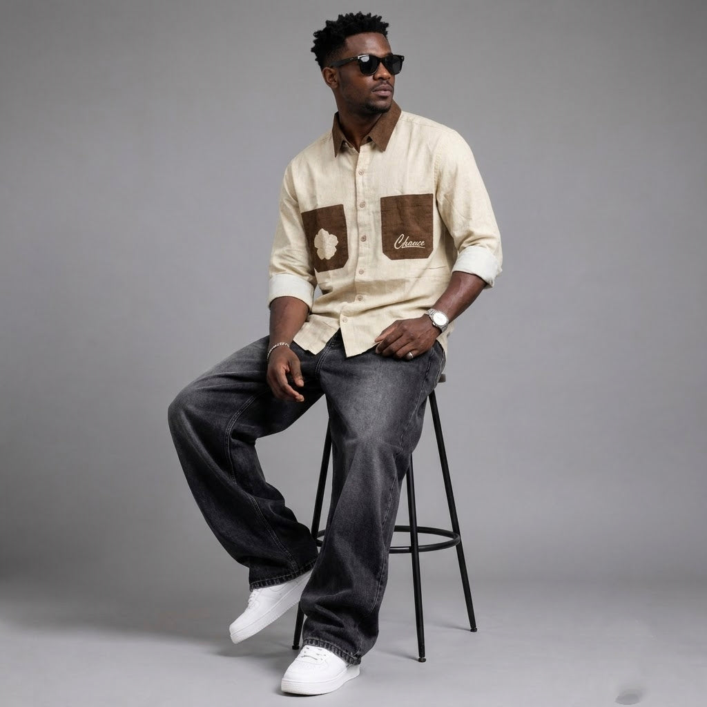Double pocket Beige+ Brown colour