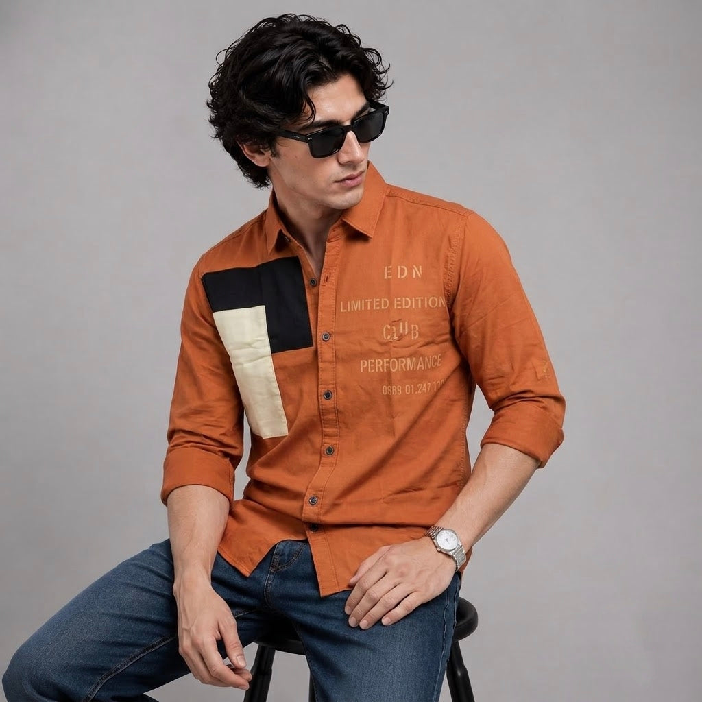 Oxford patch brick shirt