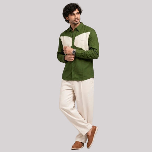Designer patch contract collar shirt