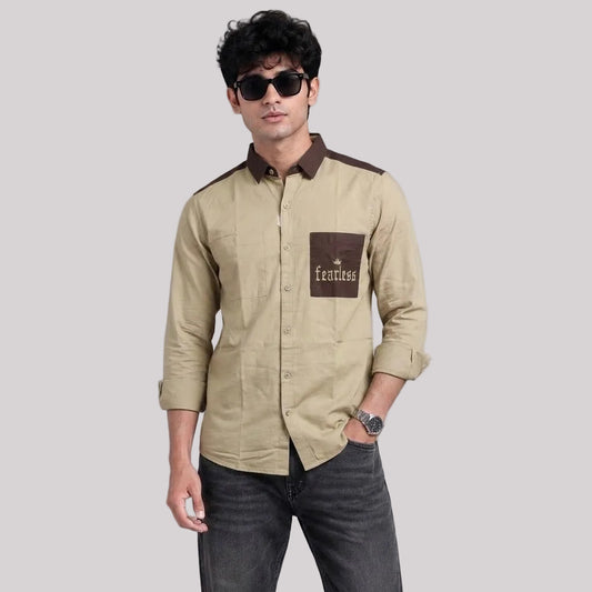 Pure Cotton Shoulder Patch Shirt - BE18 men's shirt