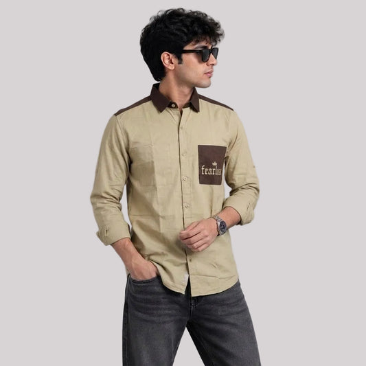 Pure Cotton Shoulder Patch Shirt - BE18 men's shirt