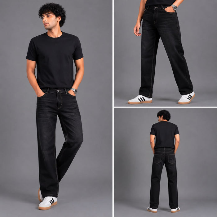 Black Raw Wash Straight Fit Jeans - BE18 men's jeans