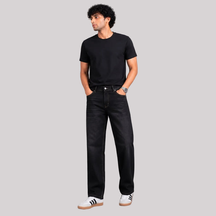 Black Raw Wash Straight Fit Jeans - BE18 men's jeans
