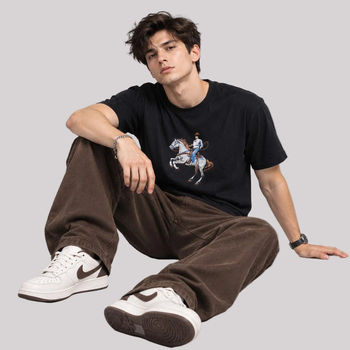 Embroidery Horse Print - BE18 men's t-shirt