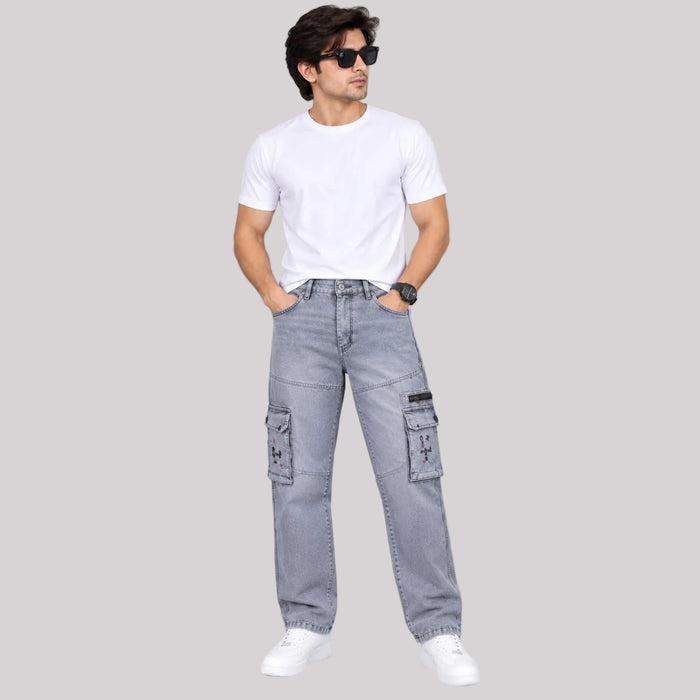 Ash Grey Cargo Denim - BE18 men's jeans