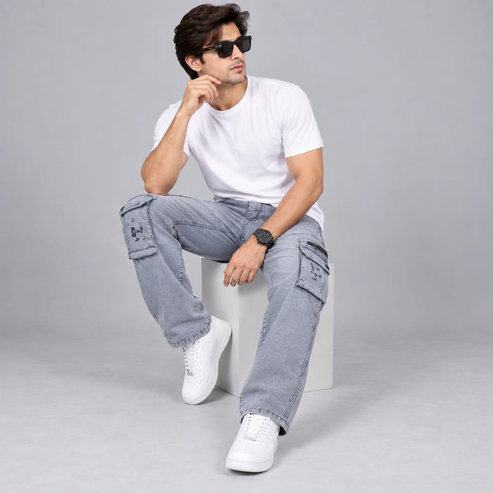 Ash Grey Cargo Denim - BE18 men's jeans